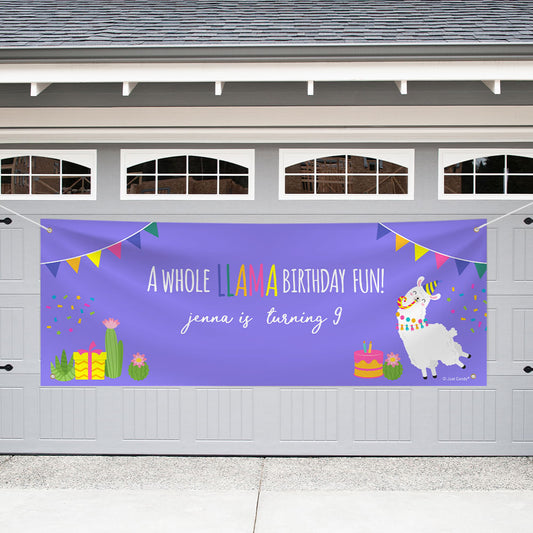 Personalized Llama Birthday Llama Party - Garage Banner