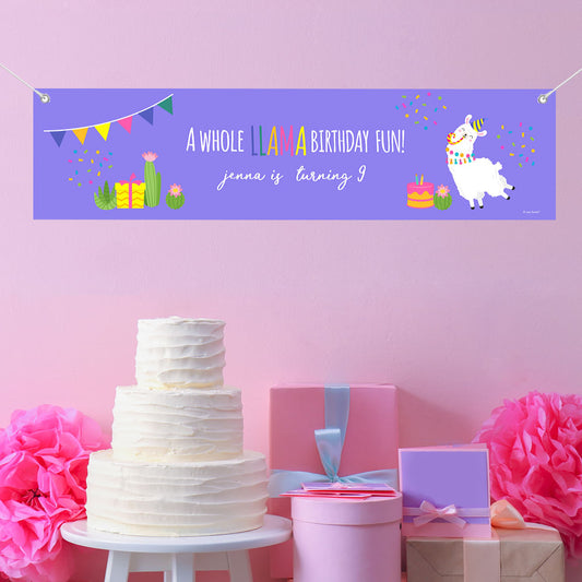 Personalized Llama Birthday Llama Party - 5 Ft. Banner