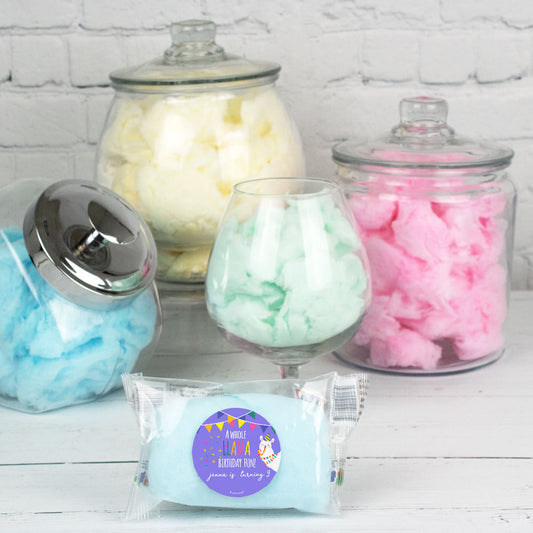 Personalized Party Llama Birthday Cotton Candy (Pack of 10) Favor