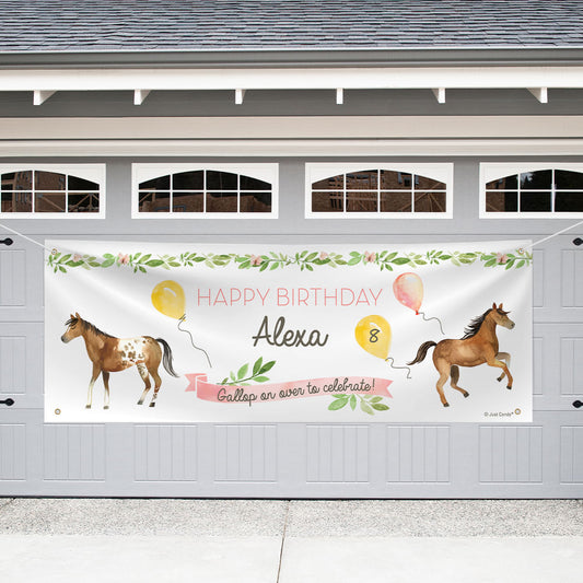 Personalized Horse Birthday Wild Horse - Garage Banner