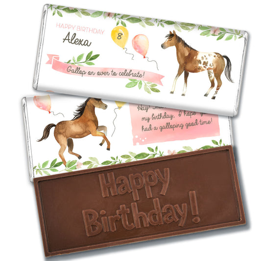 Personalized Galloping Birthday Embossed Chocolate Bars