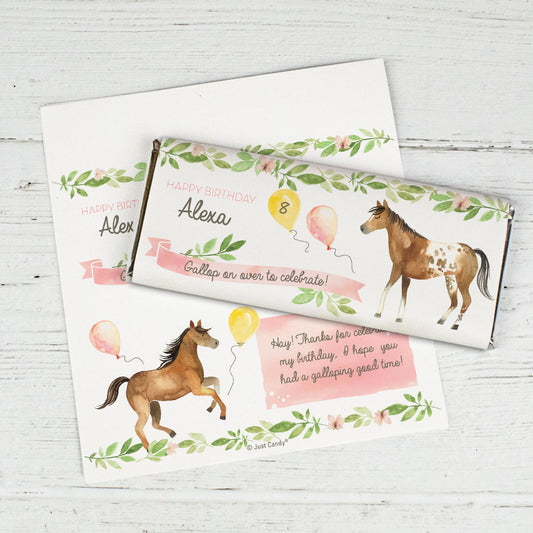 Personalized Galloping Birthday Kids Birthday Chocolate Bar Wrappers