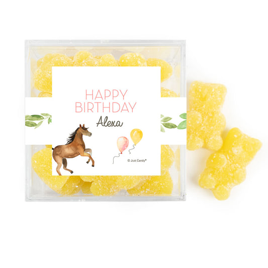 Personalized Horse Birthday JUST CANDY� favor cube with Sugar Sanded Gummy Bears Wild Horse