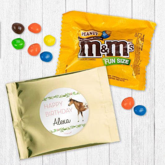 Personalized Kids Birthday Wild Horses Chocolate M&Ms Favor Bag