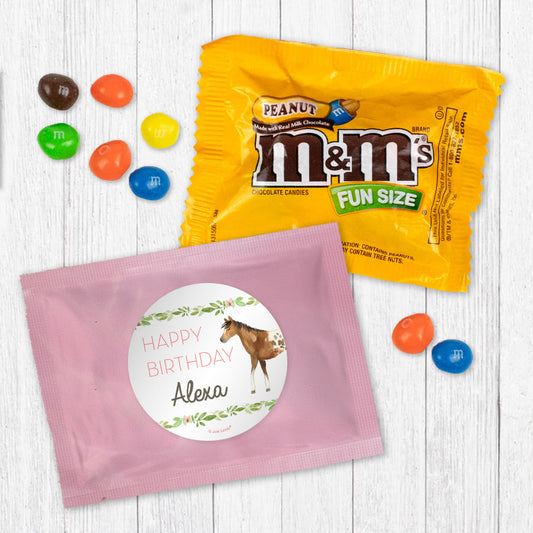 Personalized Kids Birthday Wild Horses Chocolate M&Ms Favor Bag