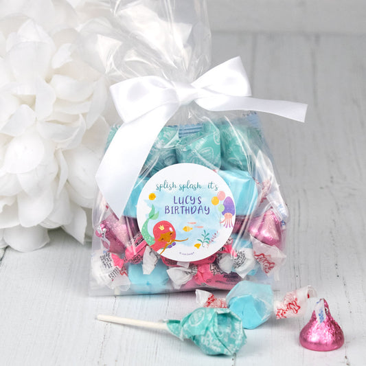 Personalized Kids Birthday Watercolor Mermaid Goodie Bag