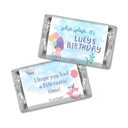 Personalized Watercolor Mermaid Kids Birthday Favors Mini Wrappers