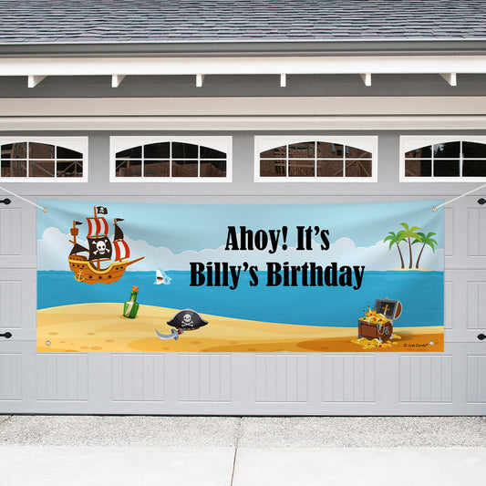 Personalized Pirate Birthday Pirate Gold - Garage Banner