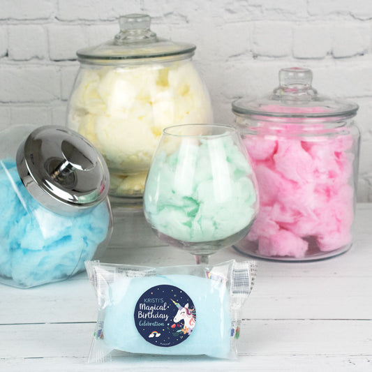 Personalized Unicorn Birthday Cotton Candy (Pack of 10) Favor - Blue Unicorn