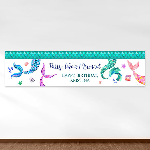 Personalized Mermaid Birthday Mermaid Tails - 5 Ft. Banner