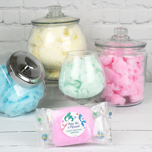 Personalized Mermaid Birthday Cotton Candy (Pack of 10) Favor - Mermaid Tails