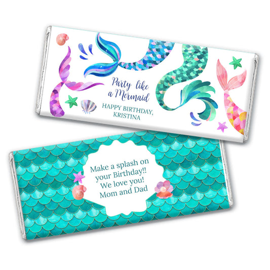 Personalized Mermaid Birthday Hershey's Milk Chocolate Bar & Wrapper - Mermaid Tails