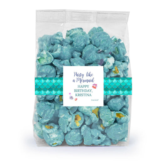 Personalized Mermaid Birthday Candy Coated Popcorn 3.5oz Bag