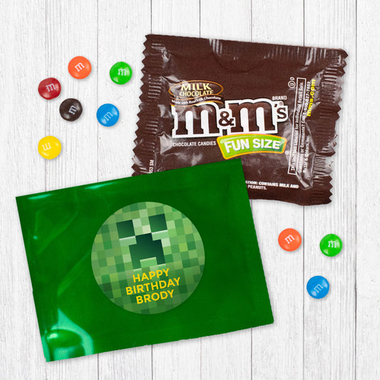 Personalized Kids Birthday Creeper Craft Chocolate M&Ms Favor Bag