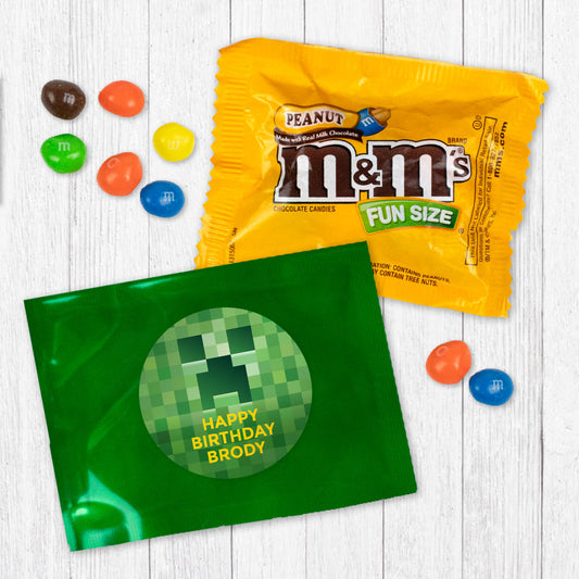 Personalized Kids Birthday Creeper Craft Chocolate M&Ms Favor Bag