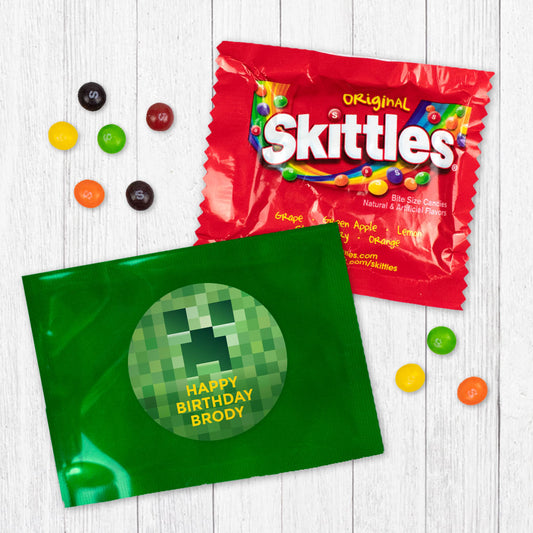 Personalized Kids Birthday Creeper Craft Chocolate M&Ms Favor Bag