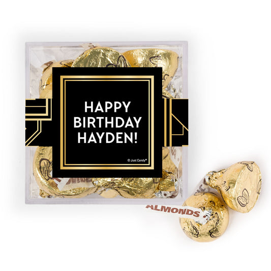 Personalized Birthday Gatsby JUST CANDY� favor cube with Hershey's Kisses