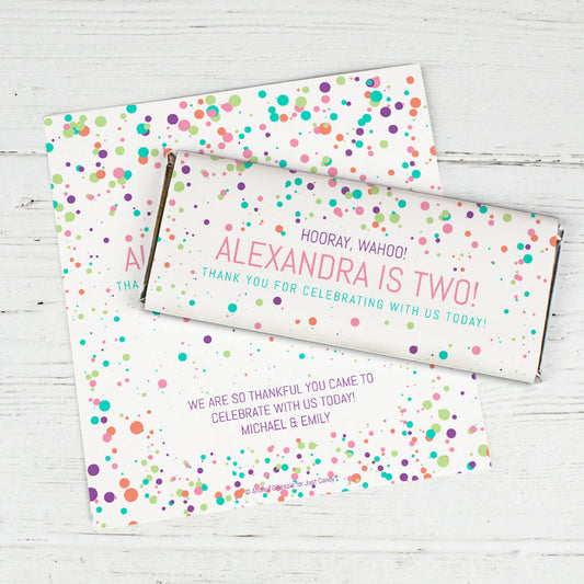 Personalized Birthday Colorful Splatter Chocolate Bar Wrappers