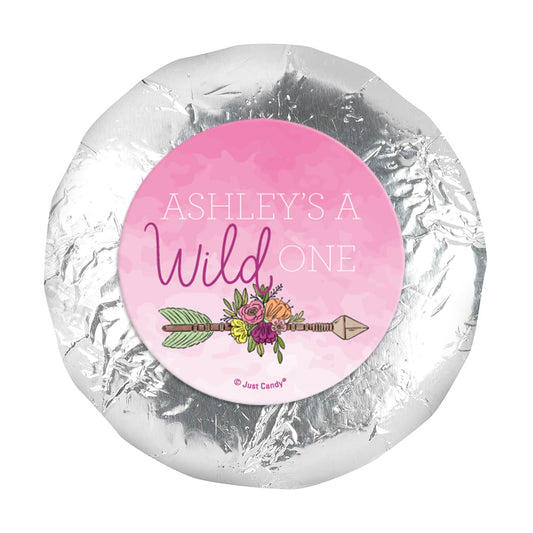 Personalized Birthday She's a Wild One 1.25" Sticker (48 Stickers)