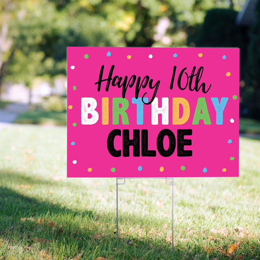 Birthday Yard Sign Personalized - Polka Dots