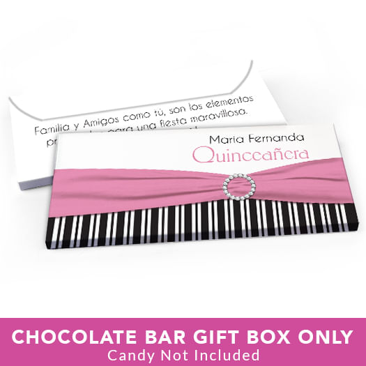 Deluxe Personalized Quinceanera Rayas y el Arco Candy Bar Favor Box