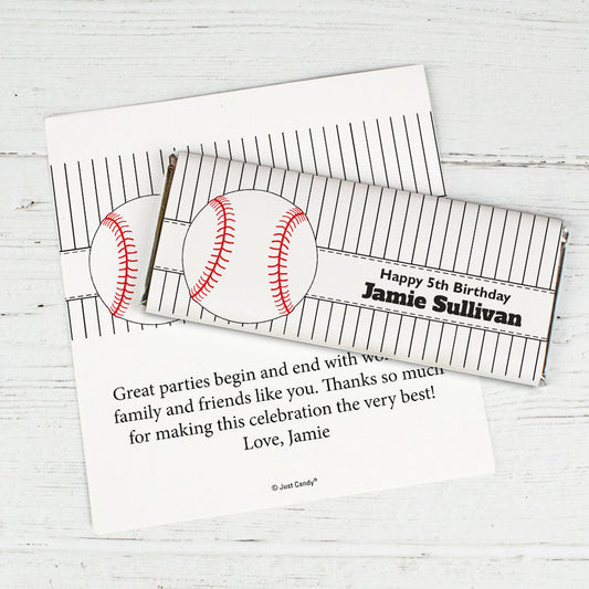 Birthday Personalized Chocolate Bar Wrappers Baseball Party