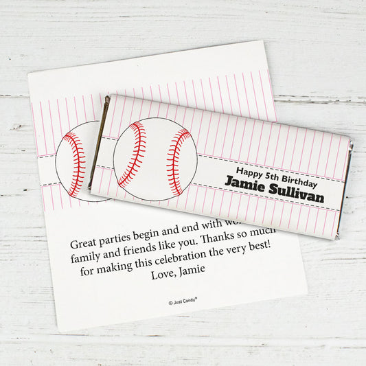 Birthday Personalized Chocolate Bar Wrappers Baseball Party