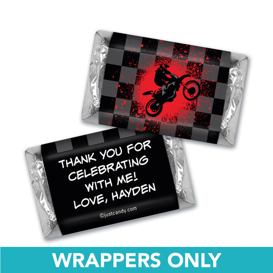 Birthday Personalized Hershey's Miniatures Wrappers Motorcycle Motorcross Party