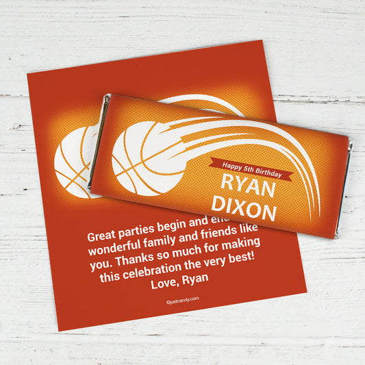 Birthday Personalized Chocolate Bar Wrappers Basketball Swish