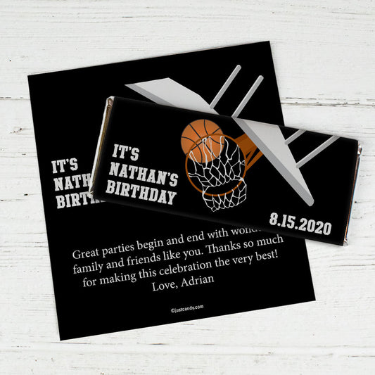 Birthday Personalized Chocolate Bar Wrappers Basketball Hoop Slam Dunk