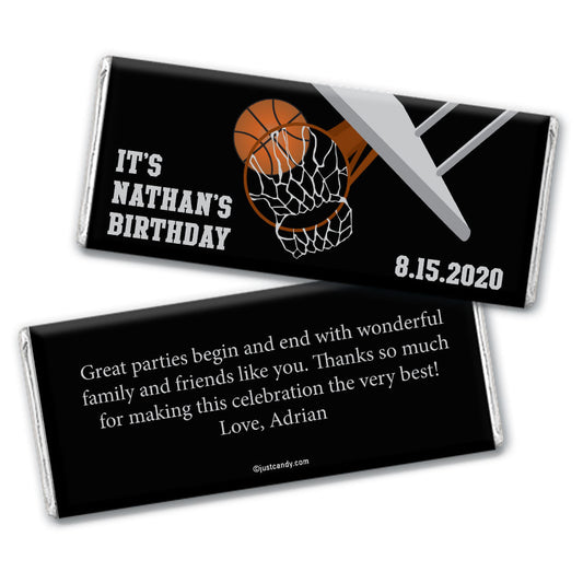 Birthday Personalized Hershey's Milk Chocolate Bar Basketball Hoop Slam Dunk