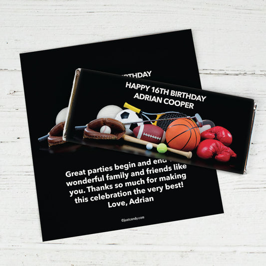 Birthday Personalized Chocolate Bar Wrappers Sports