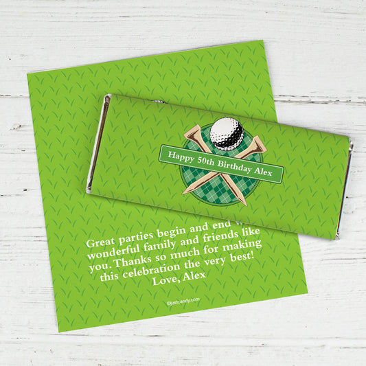 Birthday Personalized Chocolate Bar Wrappers Argyle Golf Ball