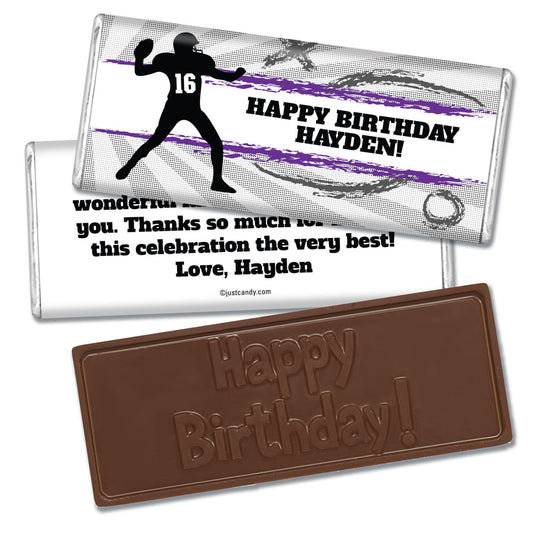 Birthday Personalized Embossed Chocolate Bar Football Quarterback