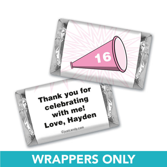 Birthday Personalized Hershey's Miniatures Wrappers Sweet 16 Cheer