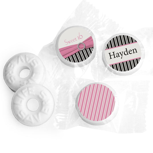 Birthday Personalized Life Savers Mints Glamour Stripes Sweet 16