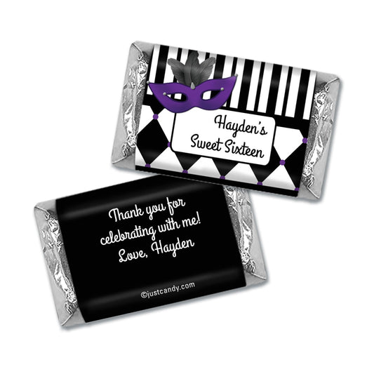 Birthday Personalized Hershey's Miniatures Wrappers Harlequin Masquerade