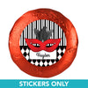 Birthday 1.25" Sticker Harlequin Masquerade (48 Stickers)