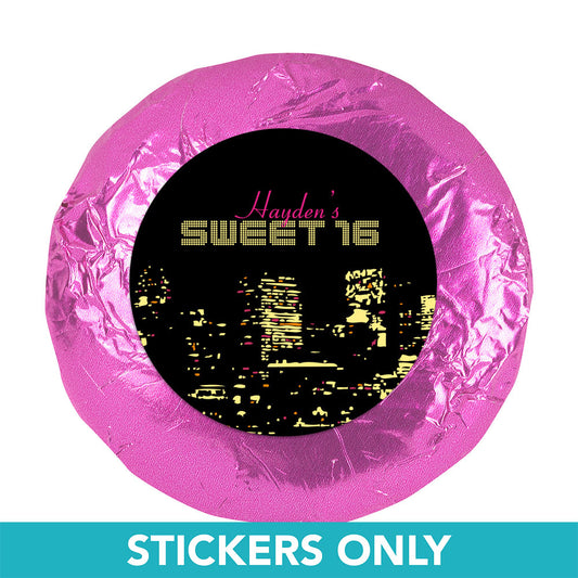 Birthday 1.25" Sticker City Night in Lights Skyline (48 Stickers)