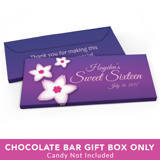 Deluxe Personalized Sweet 16 Birthday Cherry Blossom Candy Bar Favor Box