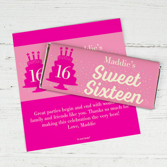 Personalized Sweet 16 Birthday Let's Celebrate Chocolate Bar Wrappers