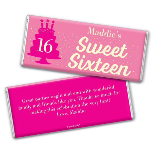 Personalized Sweet 16 Birthday Let's Celebrate Hershey's Milk Chocolate Bar & Wrapper