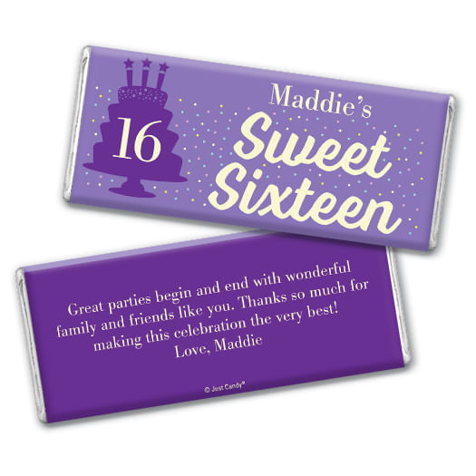 Personalized Sweet 16 Birthday Let's Celebrate Hershey's Milk Chocolate Bar & Wrapper