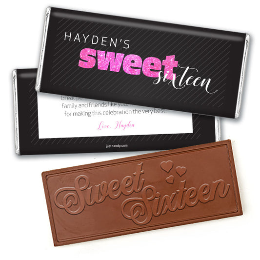 Personalized Sweet 16 Chic 16 Embossed Chocolate Bar & Wrapper