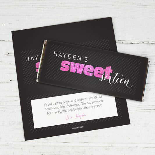 Personalized Sweet Sixteen Chic 16 Chocolate Bar Wrappers