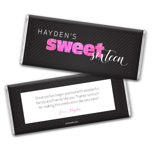 Personalized Sweet 16 Chic 16 Hershey's Milk Chocolate Bar & Wrapper