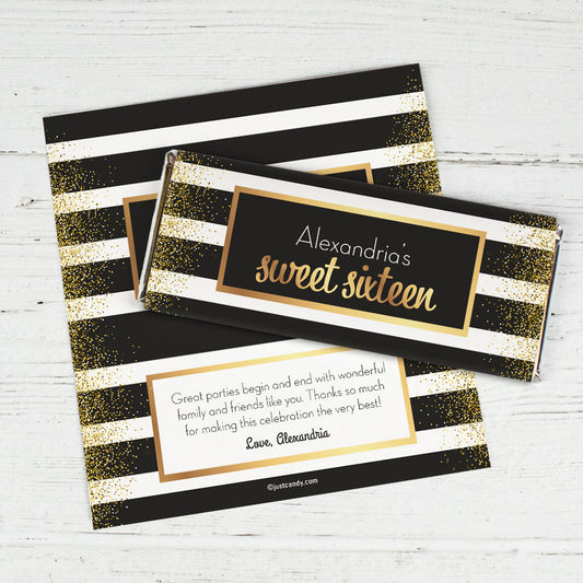 Personalized Sweet Sixteen Uptown Glitz Chocolate Bar Wrappers