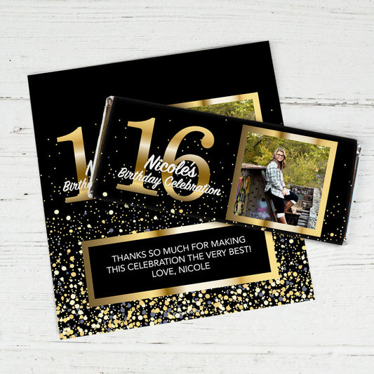 Personalized Milestone Elegant Birthday Bash Photo Chocolate Bar Wrappers