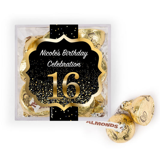 Personalized Sweet 16 Elegant Birthday Bash JUST CANDY� favor cube with Hershey's Kisses