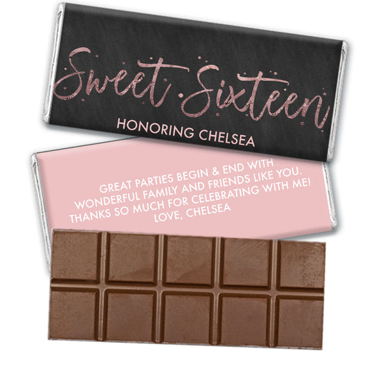 Personalized Pink Sweet 16 Belgian Chocolate Bar